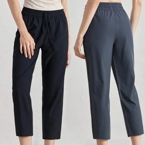 2장세트 제이케이 여성 여름 루즈핏 배기 냉감 나일론 밴딩 쿨스판 8부 9부 일자바지