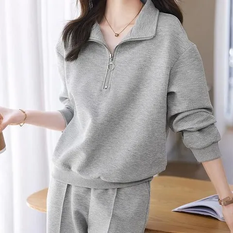 데일리 반집업 디자인 여성 트레이닝 세트 간절기