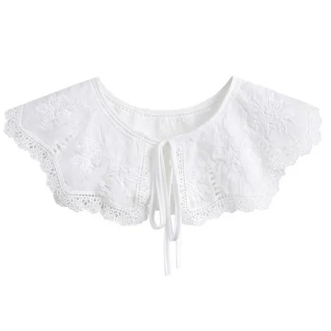 CAFE0098 레이스 라운드 리본 페이크카라 이너 블라우스