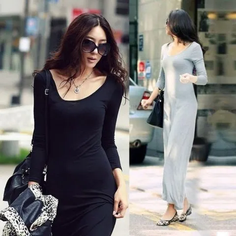 꾸안꾸 긴팔 데일리 홈드레스 롱원피스 면 슬립 기본 홈드레스