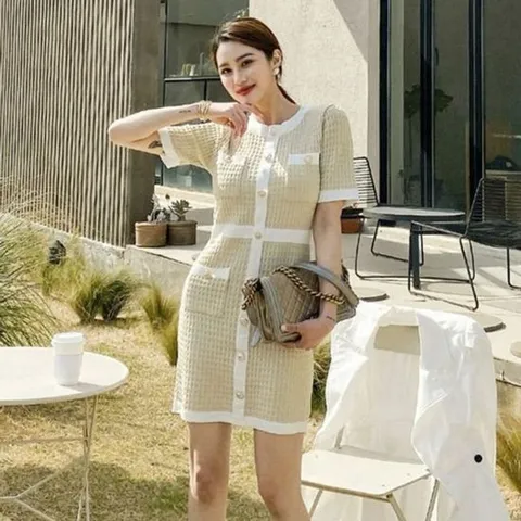 홀복 원피스 여성 캐주얼 홀복 단추 모임 행사 버튼 미니