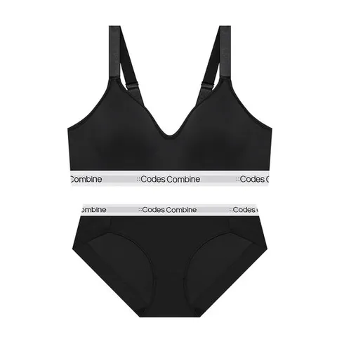 아스킨 극세사밴드 스포츠브라 햄팬티 세트_블랙