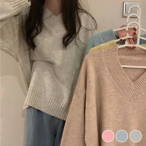 오버핏 촉감 꽈배기 여자 상의 가을 color 봄컬러