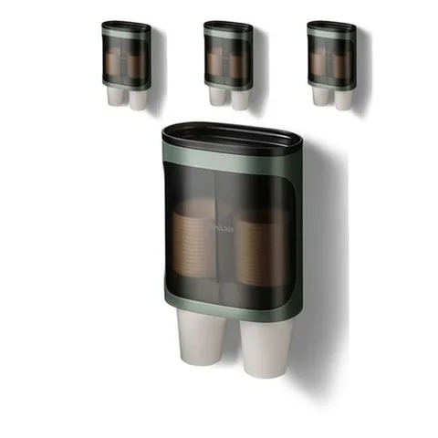 음료 먹는 곳에 설치하는 종이컵 디스펜서 2구 X 4개 종이컵거치대 종이컵보관함 종이컵수납함 컵거치대 종