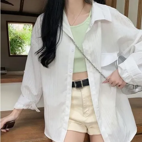 아이스 남방 데일리 여자 여름 클래식 여성 아이스 줄 남방