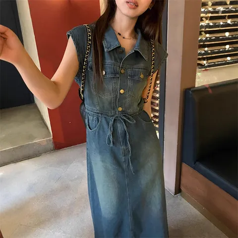 [아리엘스타일]스트릿페미닌 여름데님 시티걸무드 미츠벨데님원피스