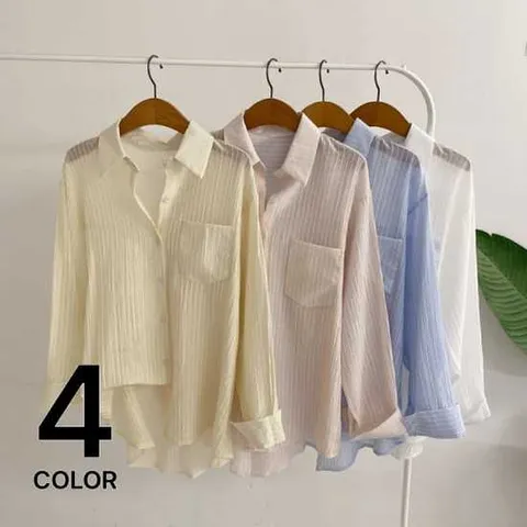 허니제이 / 나우로 패턴 스트라이프 링클 셔츠 (4color)