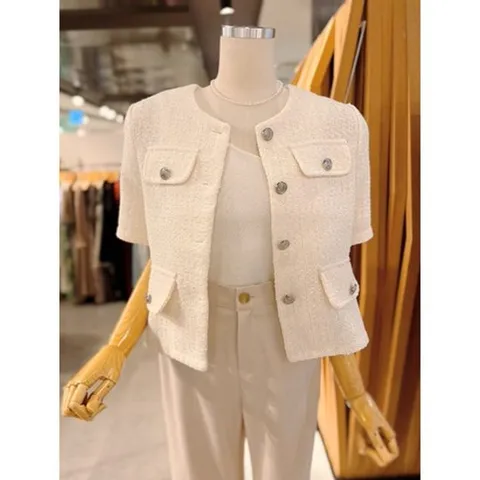 [ 현대백화점 ]ab.fz 블링 반팔 트위드 자켓 (ABXZ2HJ01E) US