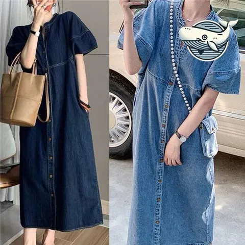 편한원피스 데님 가오리핏 여름 롱원피스 캐주얼 외출용