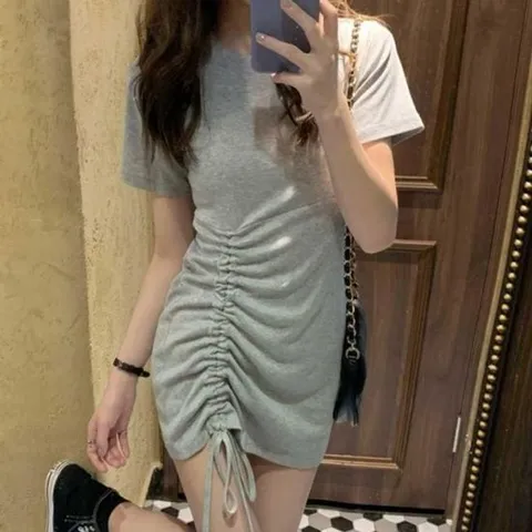 반팔원피스 여름 얇은 데일리 원피스 미니 클래식 사이드 스트링