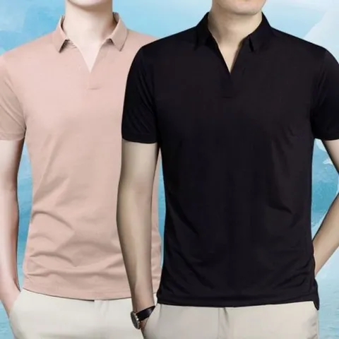 오픈카라셔츠 무지 베이직 오픈카라 아이스 올데이 반팔 피