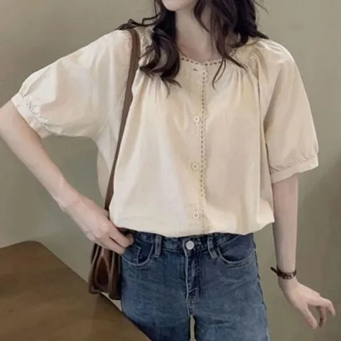 여름 반팔 데일리 여성 블라우스 클래식 예쁜 하객 브