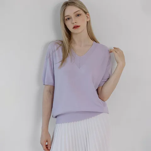 바스카라 래글런 브이넥 반팔 니트 (7colors)