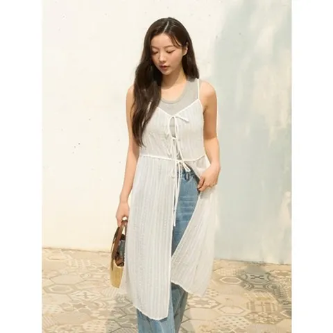 [ 현대백화점 ]올리브데올리브 레이스 슬리브리스 레이어드 원피스 OH5MO5510