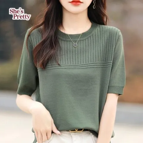 [쉬즈프리티] 버비라인펀칭반팔니트