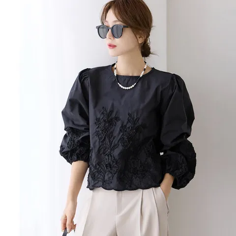 플로럴 레이스 블라우스 KN85