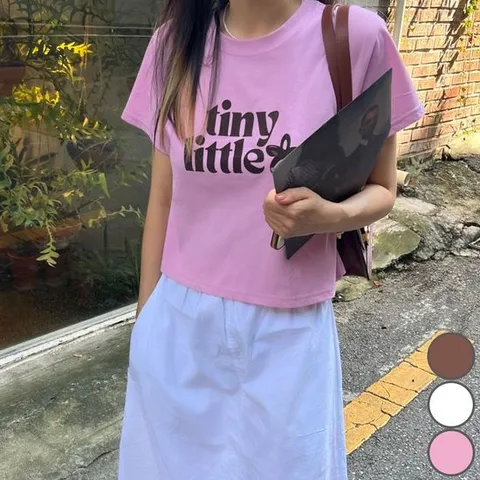 세미크롭 세미크롭반팔티 기모반팔라운드반팔 타이니