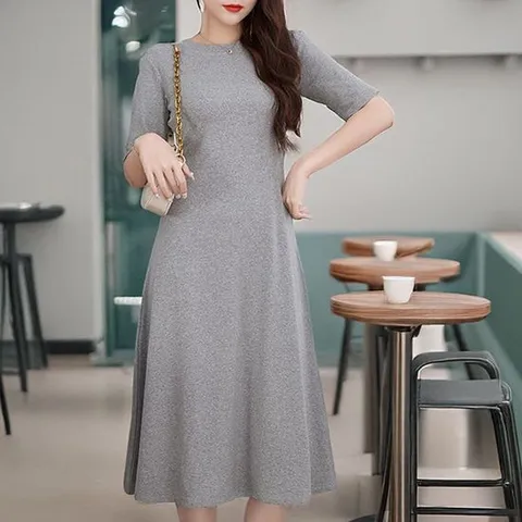 반팔 플레어 롱원피스 휴양지 루즈핏 실내 원피스