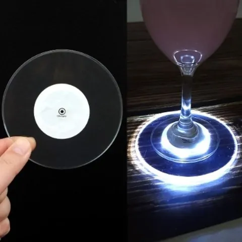 원형 LED 아크릴 컵 잔 맥주 플레이트 받침대