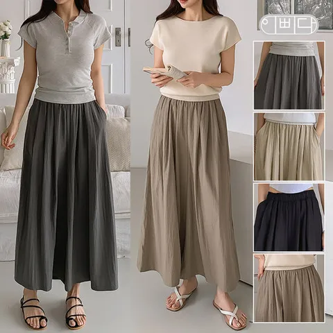 [이삐다]이삐다 여성 여름 바스락 치마같은 와이드팬츠 치마바지