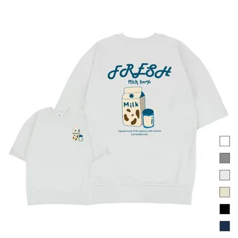 [폴앤폴]프레쉬밀크 오버핏 반팔 맨투맨