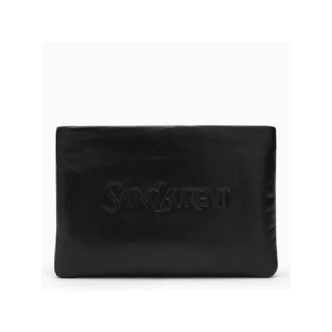 생로랑 로고 패딩 레더 클러치백 1365570