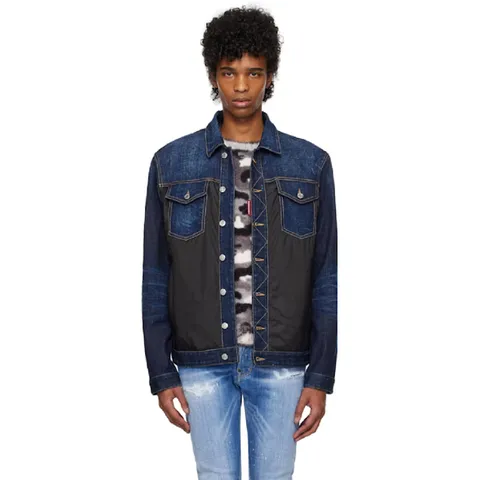 디스퀘어드2 청자켓 네이비   블랙 데님 패딩 재킷 251148M177000