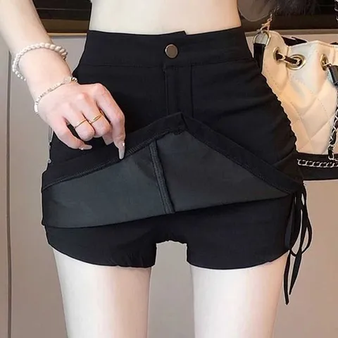 하이웨스트 스커트 팬츠 A라인 옆셔링 언발 데이트룩 여성반바지