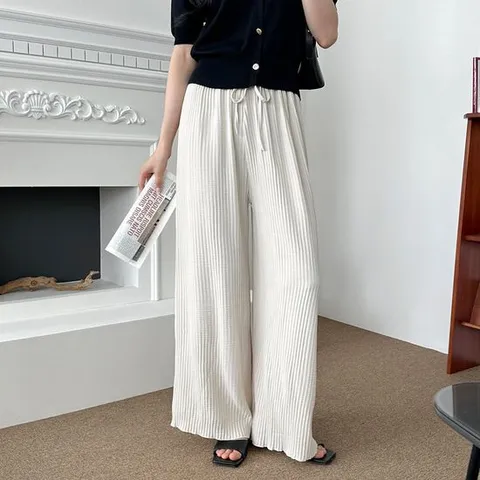 주름통바지 린넨 베이직 올비아 주름 와이드 팬츠