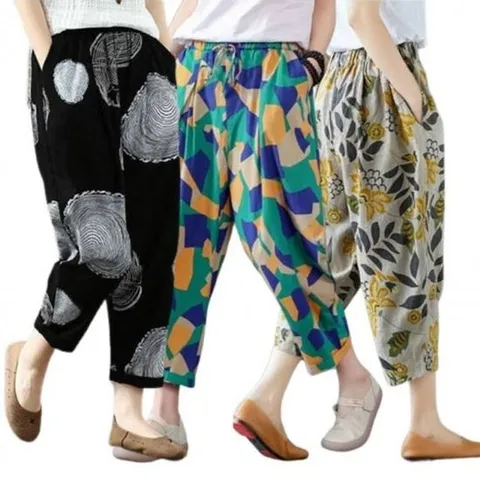 쿨바지 무늬 배기 데일리 바지 팬츠 클래식 여성 의류 여름