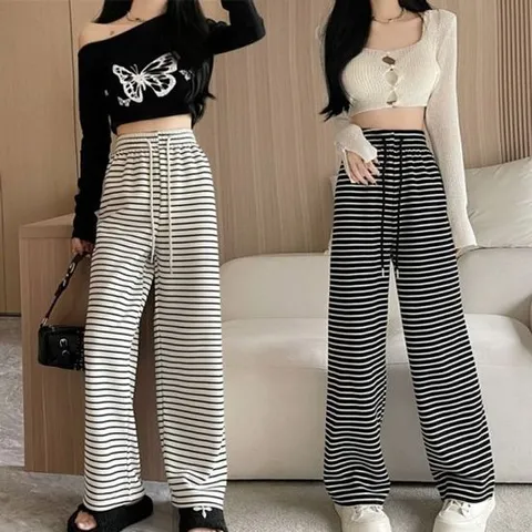 여름 인기 여성 패션 스트라이프 감성 허리밴딩 시원 여성트레이닝복