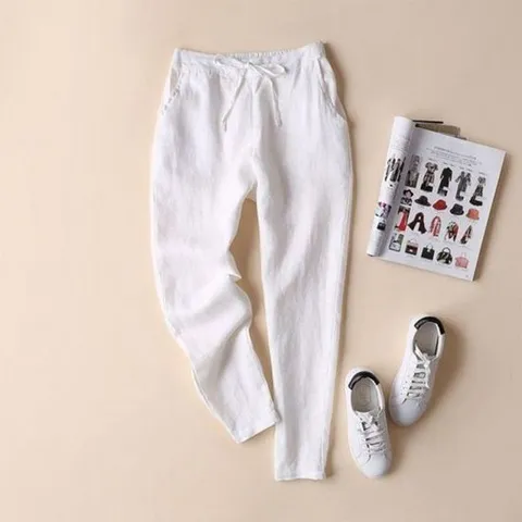 린넨 여성 캐주얼 여름 바지 필수템 배기 핏 쿨 밴딩 리넨바지