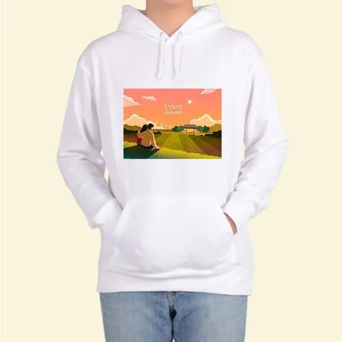 헤비후드티 전색상 힐링 노을 JEJU 제주여행 그림 그래픽티셔츠