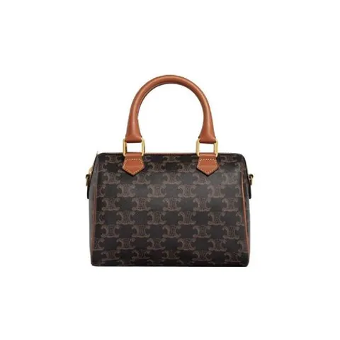 셀린느 스몰 보스턴 퀴르 트리옹프 트리옹프 캔버스 카프스킨 탄 113772CAS-04LU