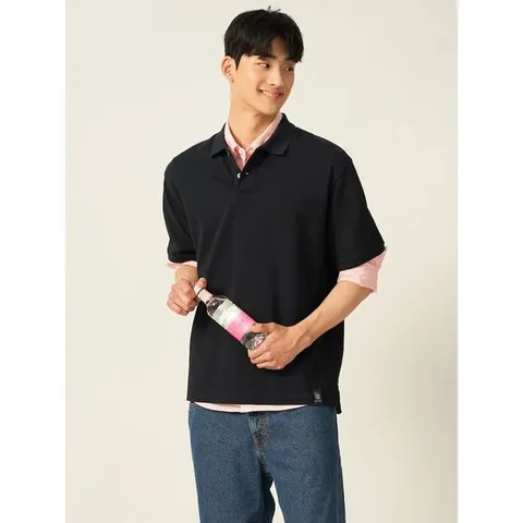 [빈폴멘] 헤리티지 피케 칼라넥 티셔츠 - 블랙 (BC5442C915)