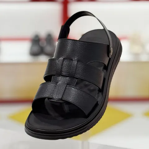 [ AK백화점 ][엘칸토] 남자 소가죽 쿠션 2WAY 샌들 슬리퍼 2컬러택1 MW23U526