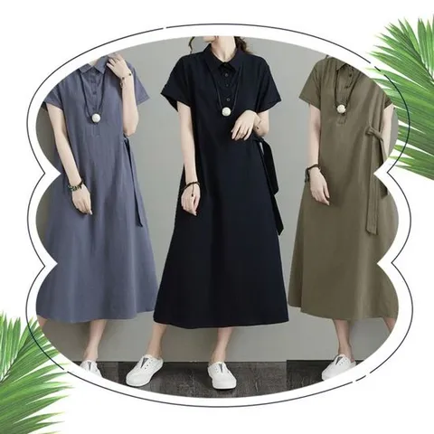 여름 롱 3 원피스 린넨 카라 color