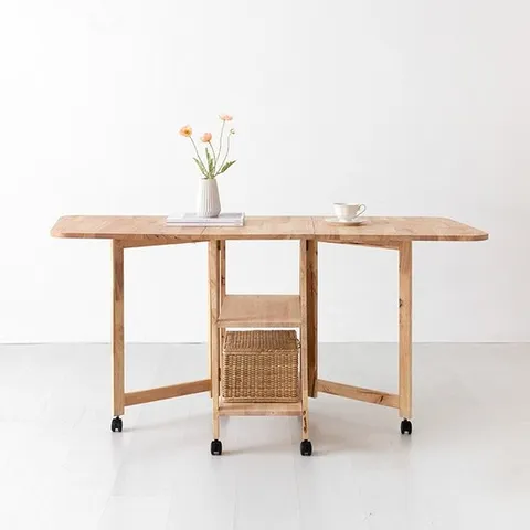 이동식 식탁 테이블 접이식 식탁 확장형 4인용 고무나무