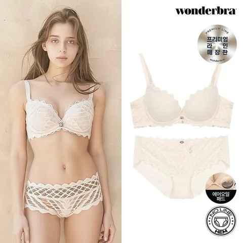 [원더브라] [와이어] 풀커버리지 풀컵 브라 팬티 세트_크림