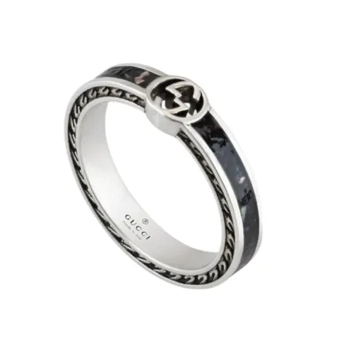 백화점AS(선물포장)구찌 인터로킹 G링 블랙 실버 반지 701620