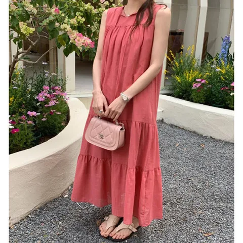 [렐라웨어]켈라미 민소매 롱 원피스 2color