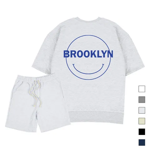 아마추어클럽 오버핏 반팔 맨투맨 반바지 세트