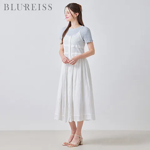 레이스 펀칭 뷔스티에 롱 원피스_BI5M1OP3241