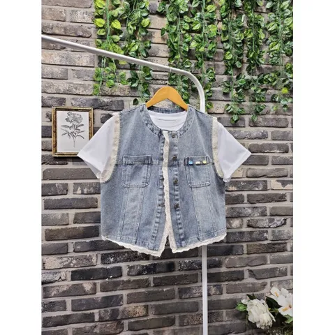 퐁당 / 포켓 포인트 레이스 라인 청조끼