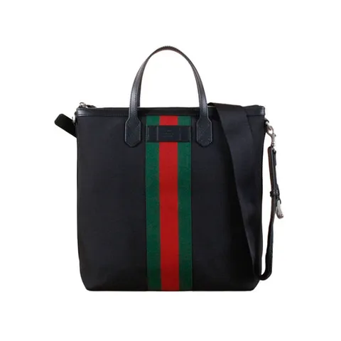 W 구찌 GG 웹 스트라이프 토트백 블랙 619751 KWT7N 1060