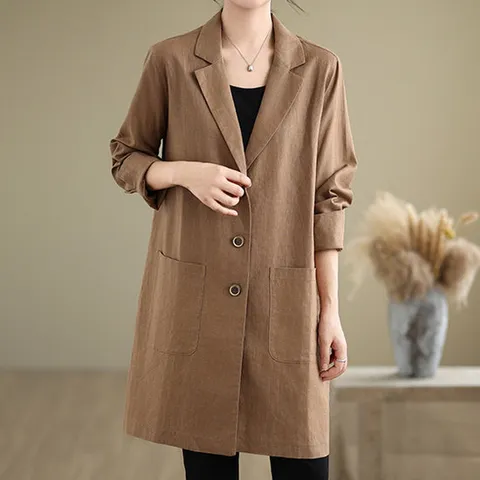 에튼 린넨 더블카라 롱 자켓_RE1JK072