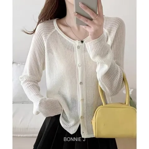 보니제이 / 얇은 시스루 여름 가디건 크롭가디건 기본 데일리 브