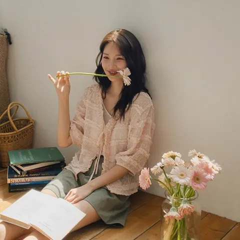 [저스트원] [JUST BETTER] 엘리아 레이스 트리밍 가디건