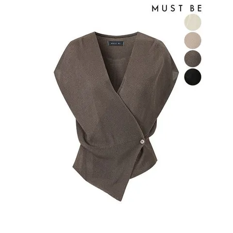 [머스트비]여성 언발 랩 캡소매 니트 가디건