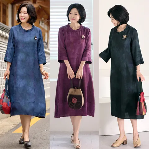 [엄마옷 로즈맘] 연우프릴감물인견원피스